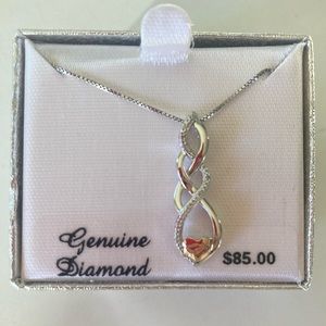 NWT 10K Rose gold & sterling silver diamond accent pendant and chain